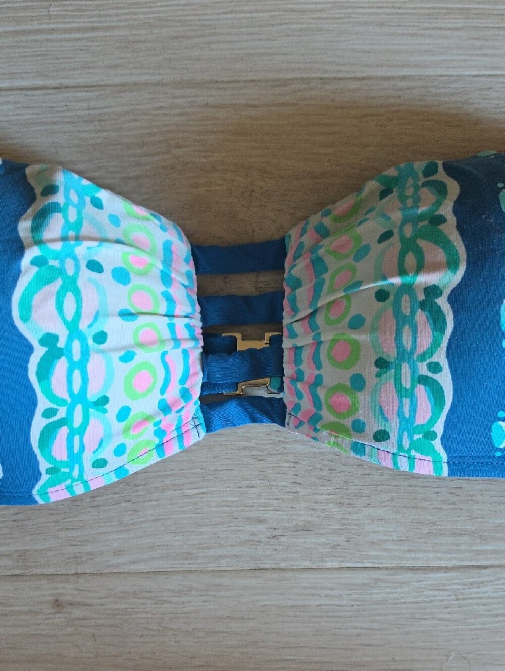 Lilly Pulitzer Blue Printed Strapless Bandeau Bikini Top - Picture 4 of 13